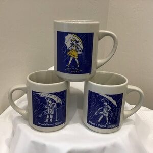 🌧️ Vintage Morton Salt Coffee Mugs – Set of 3 (8oz each)